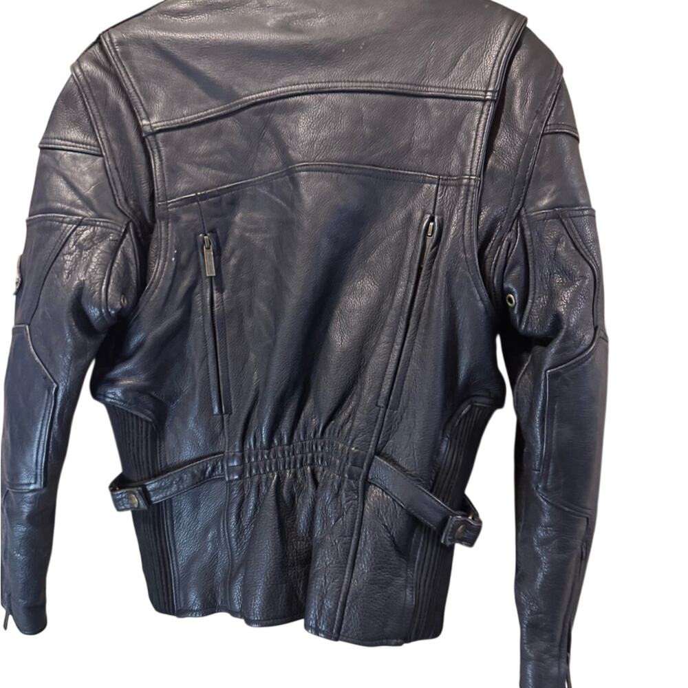 Women's Black Leather Kevlar Motorcycle Jacket - Picture 8 of 12